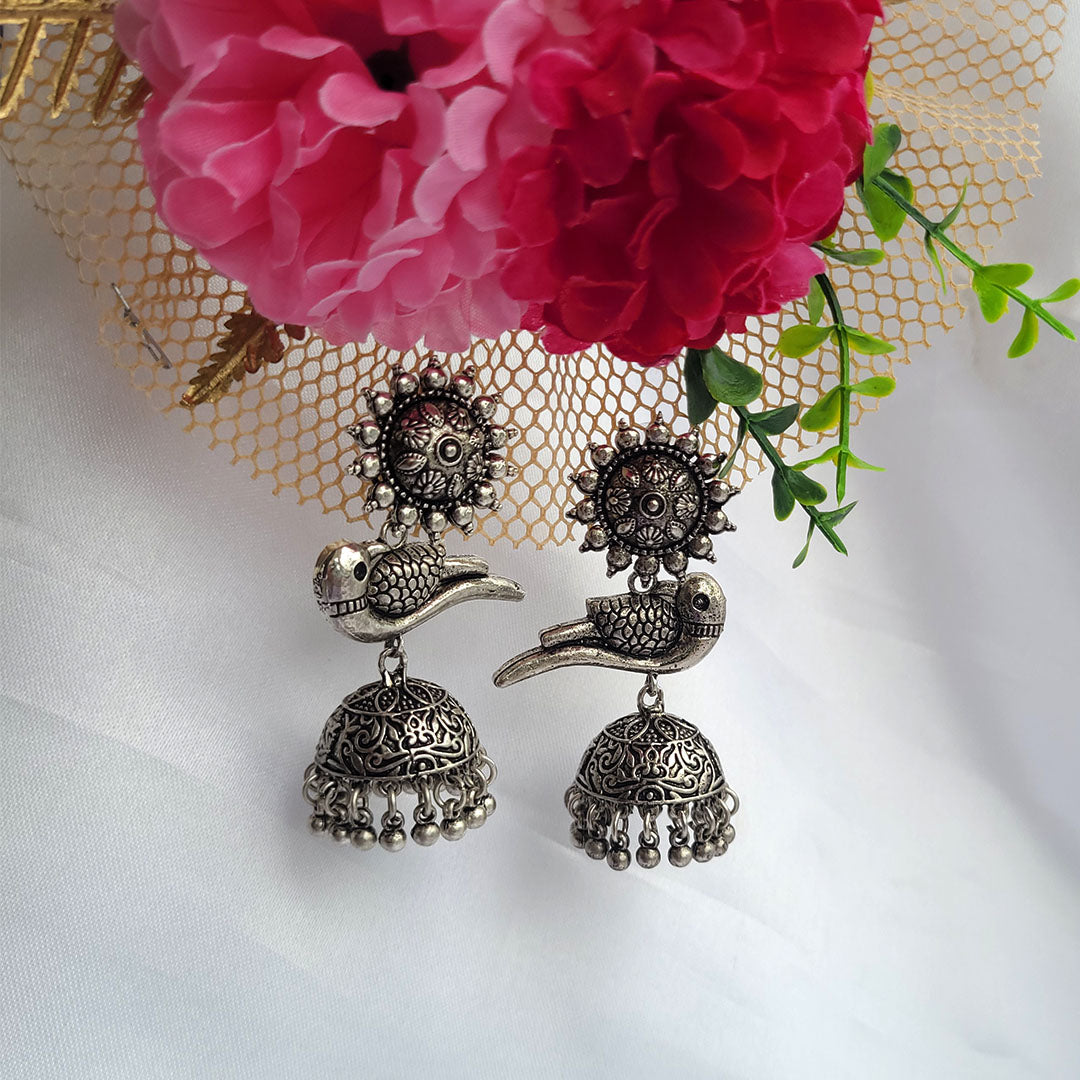 Oxidised Jhumki in Bird Design from Kallos Jewellery