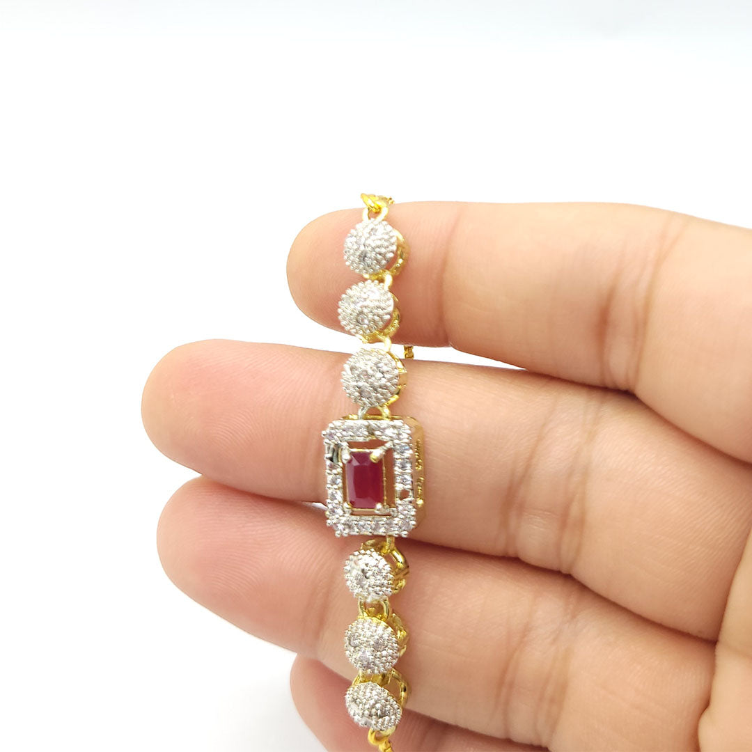 Stylish Adjustable American Diamond Bracelet (Free Size) Square Shape for Girls and Women