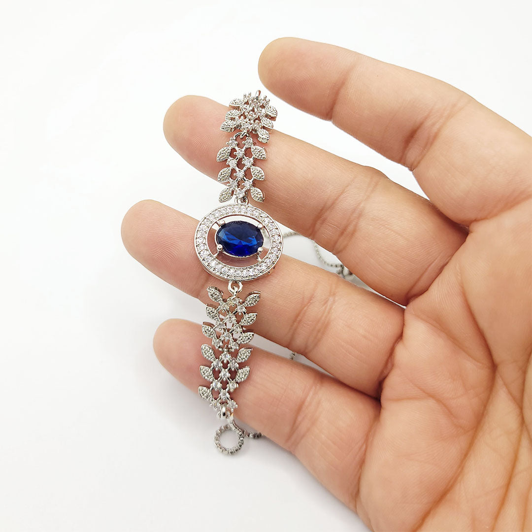 Stylish Adjustable American Diamond Bracelet Blue