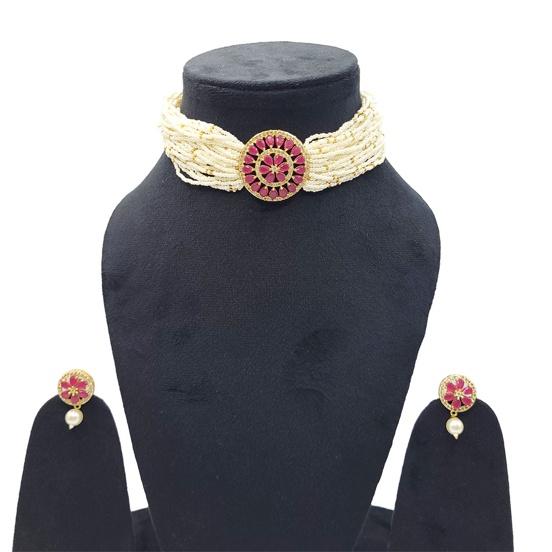 Latest Design Kundan Choker Necklace with Multiple Small Beads