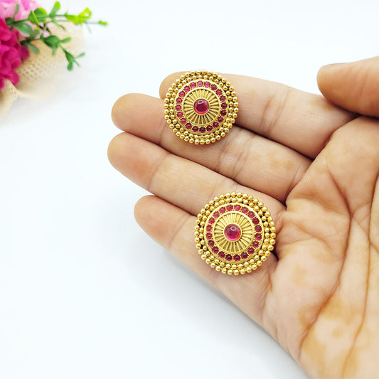 Trending Copper Gold Polish Studs in Red color