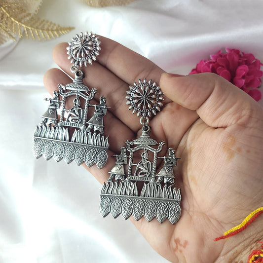 Meera Oxidised Hanging Earrings from Kallos Jewellery