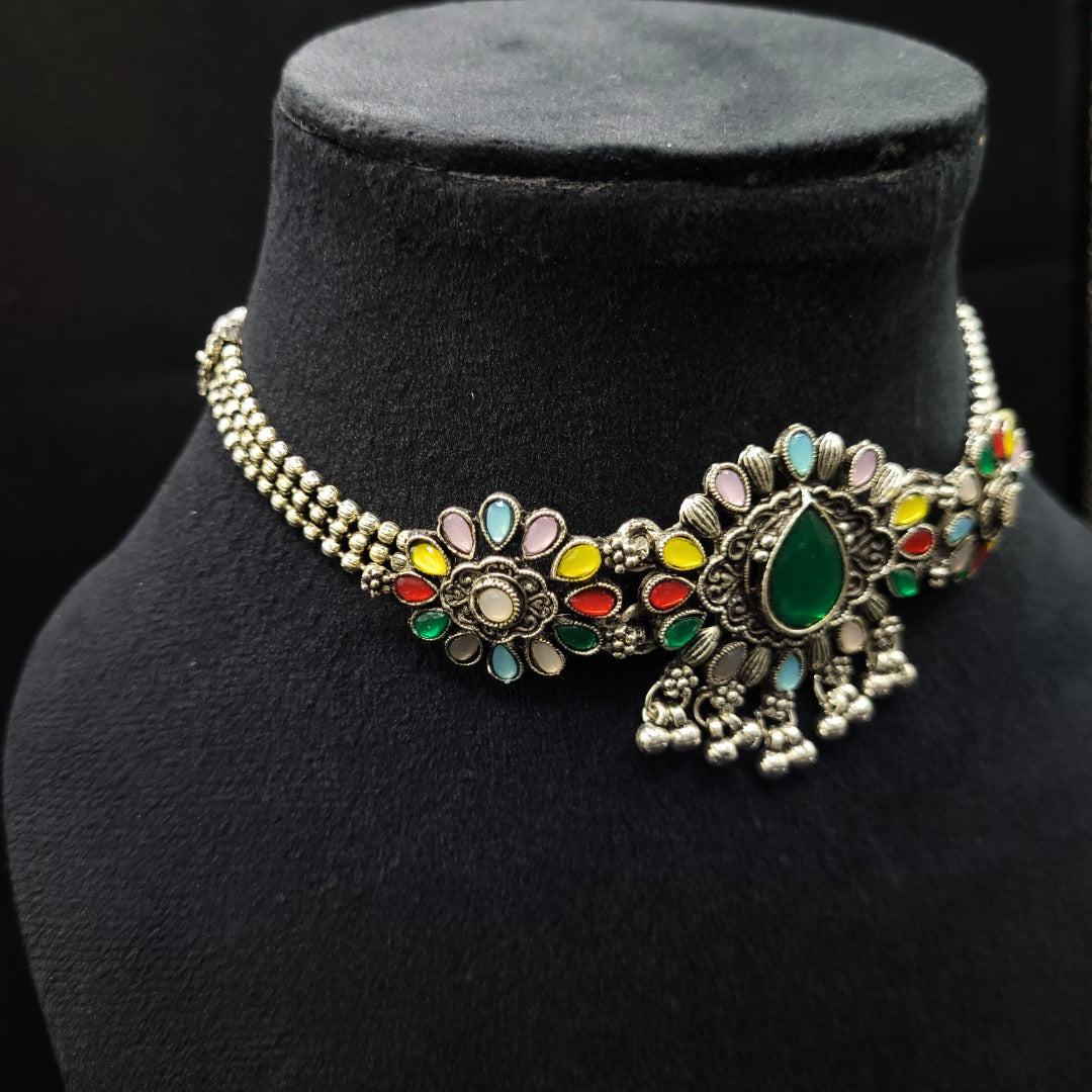 Oxidized Necklace Set Multicolor from Kallos Jewellery