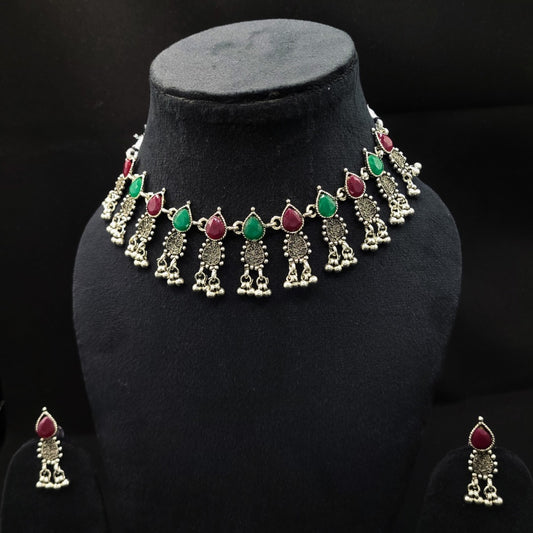 Oxidised Multicolor Necklace Set from Kallos Jewellery
