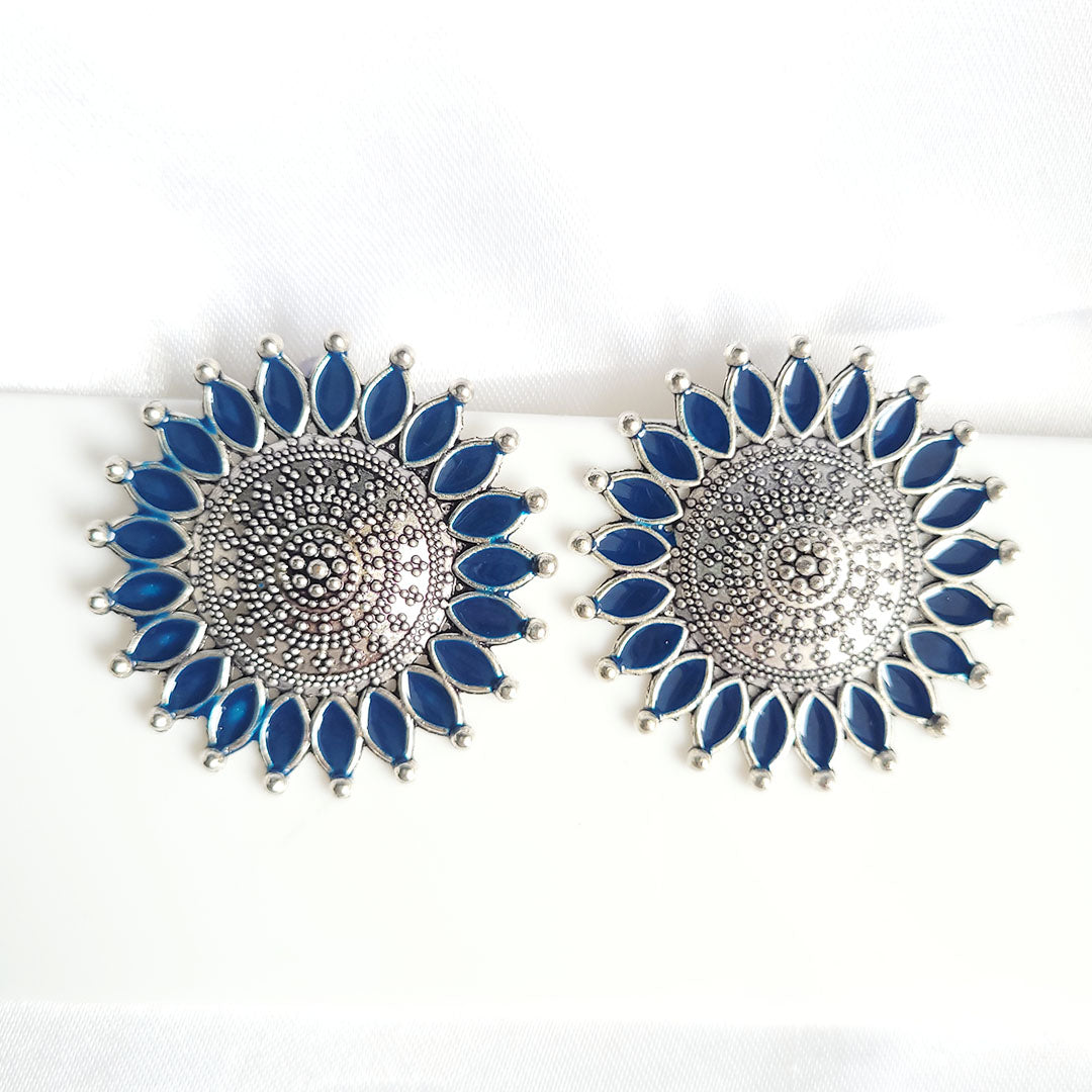 Oxidised Multicolor Studs in Sunflower Design for women and girls
