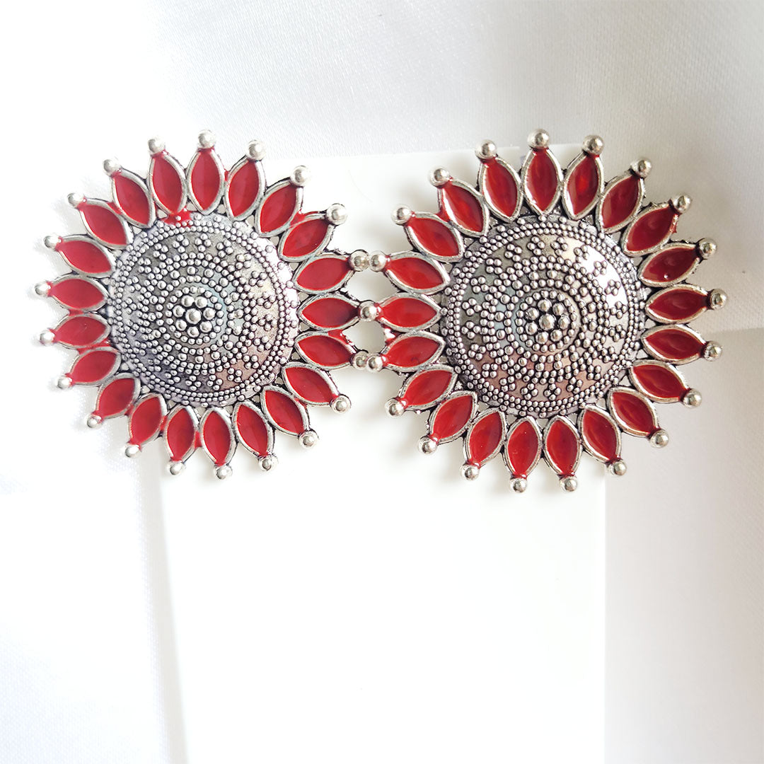 Oxidised Multicolor Studs in Sunflower Design from Kallos Jewellery for women and girls