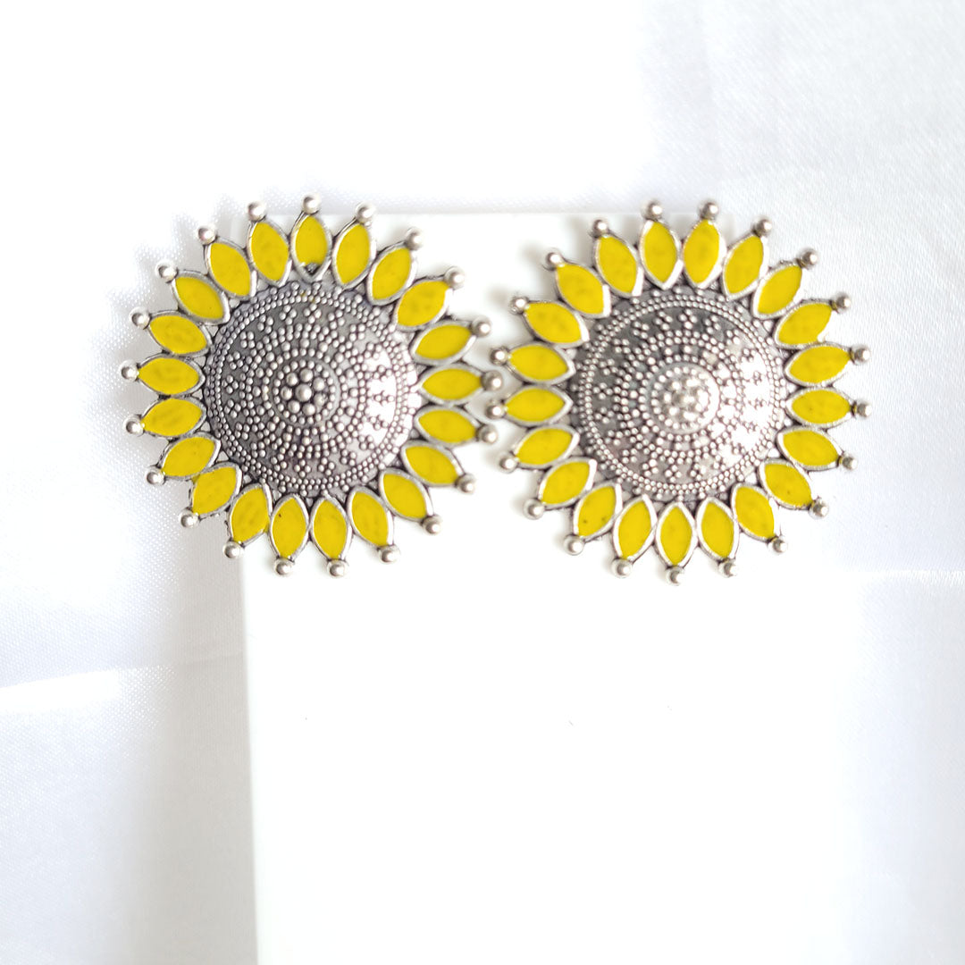 Oxidised Multicolor Studs in Sunflower Design from Kallos Jewellery from women and girls