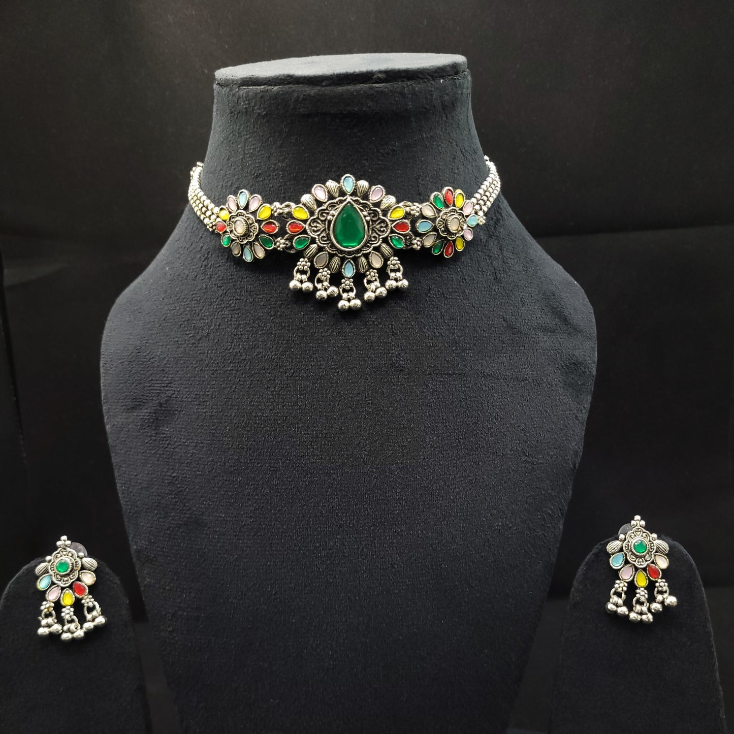 Oxidized Multicolor Necklace Set from Kallos Jewellery