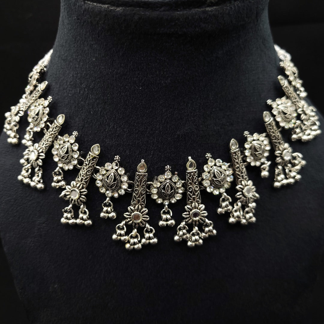 Oxidized Silver Necklace Set – Kallos Jewellery