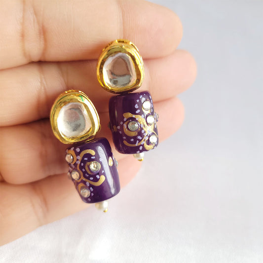 Trending Kundan Studs with Purple Bits for women and girls