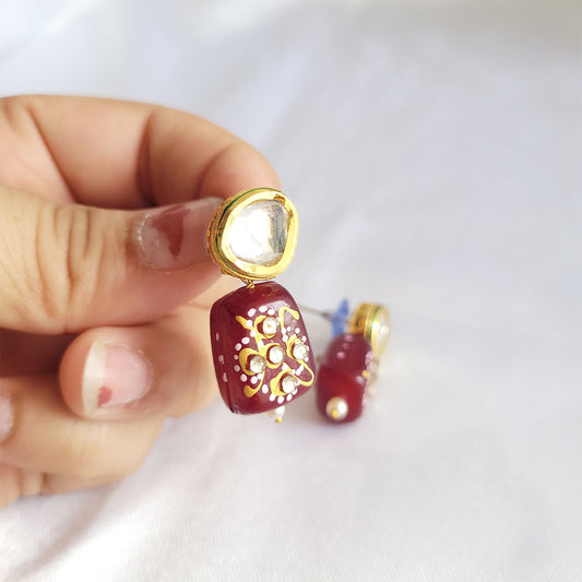 Trending Kundan Studs with Red Bits for women and girls