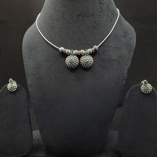 Green Color Oxidised Necklace