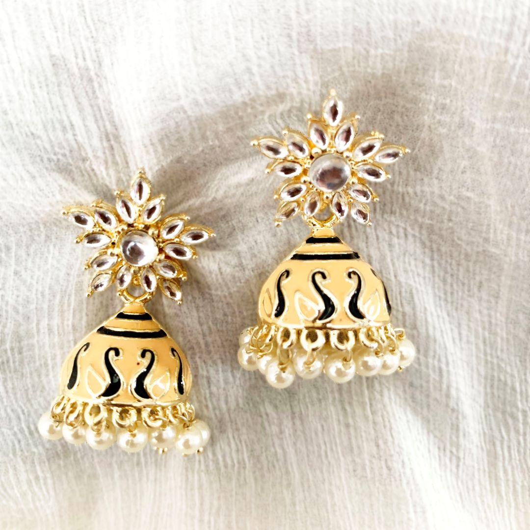 Mustad Yellow Jhumkis from Kallos Jewellery