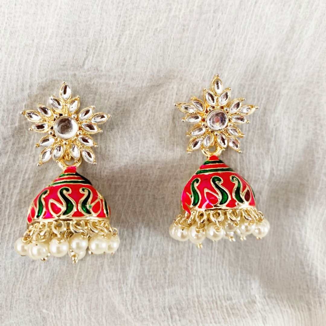 Red Coloured Jhumkis