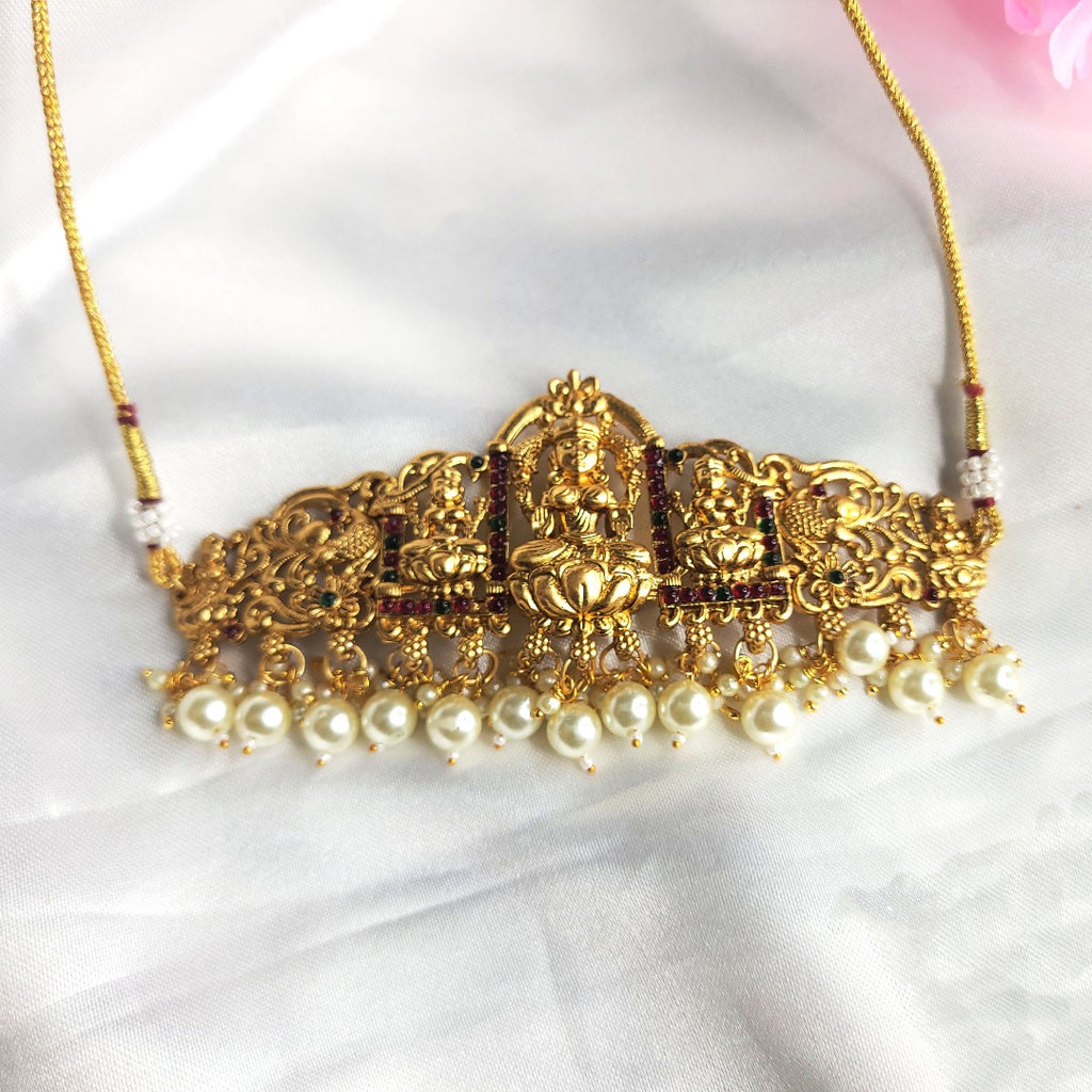 Ruby Green Temple Necklace with Matching Earrings from Kallos Jewellery