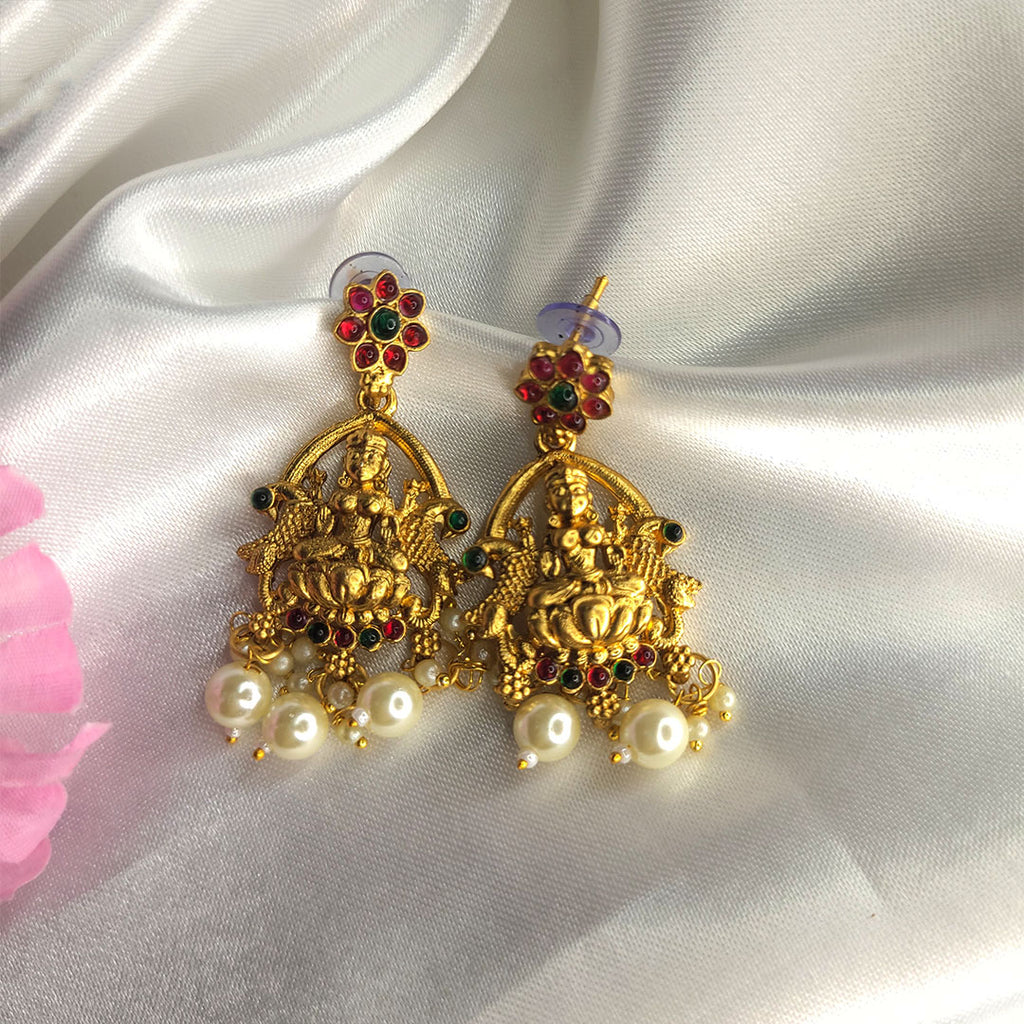 Ruby Green Temple Necklace with Matching Earrings from Kallos Jewellery