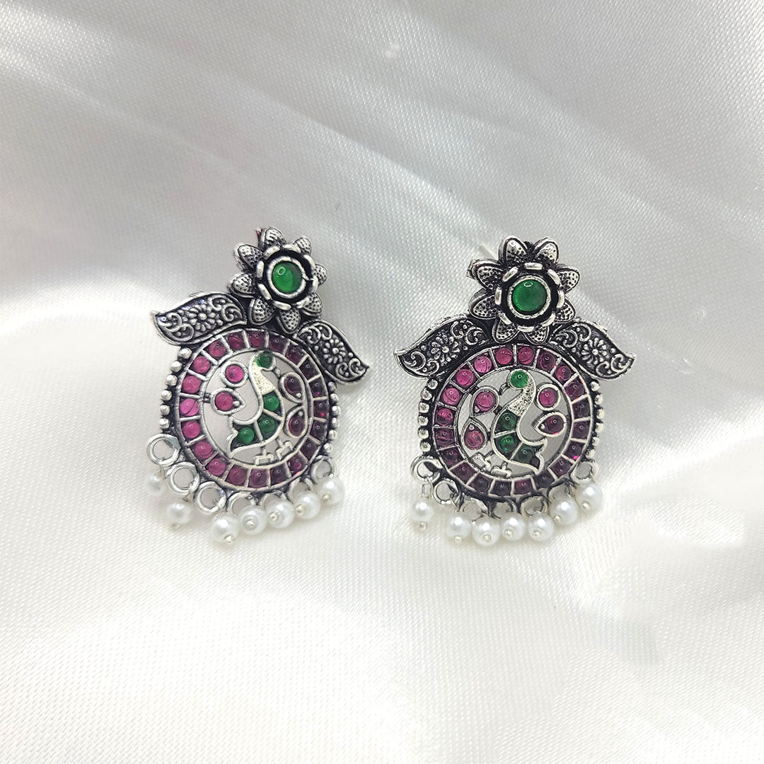 Oxidized Maroon and Ruby Necklace Set from Kallos Jewellery