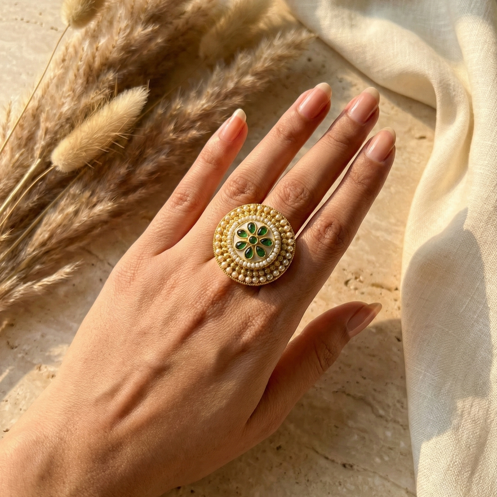 Floral designed Bold Big Size Adjustable Ring