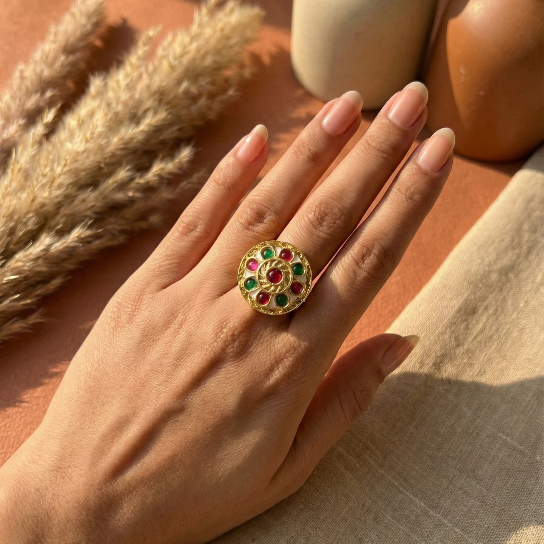 Floral designed Bold Big Size Adjustable Ring