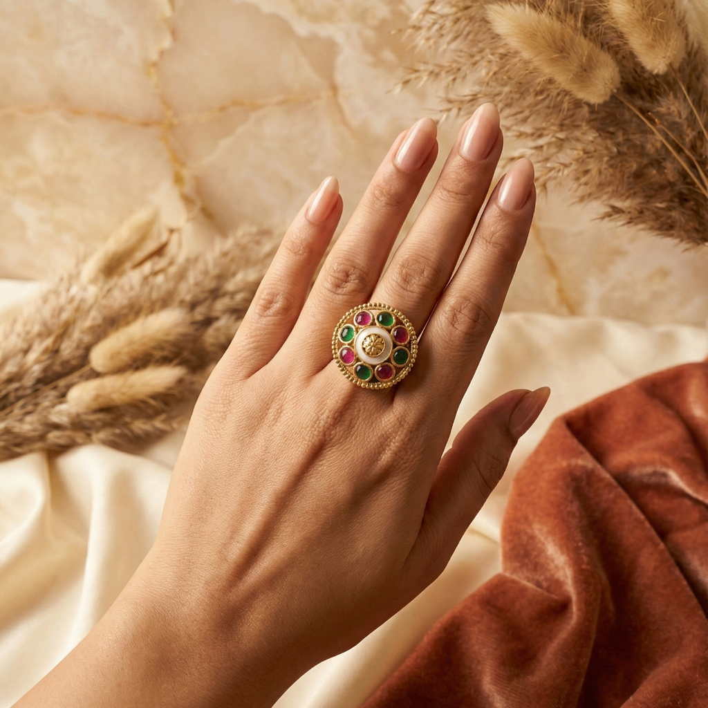 Floral designed Bold Big Size Adjustable Ring