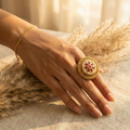 Floral designed Bold Big Size Adjustable traditional Ring