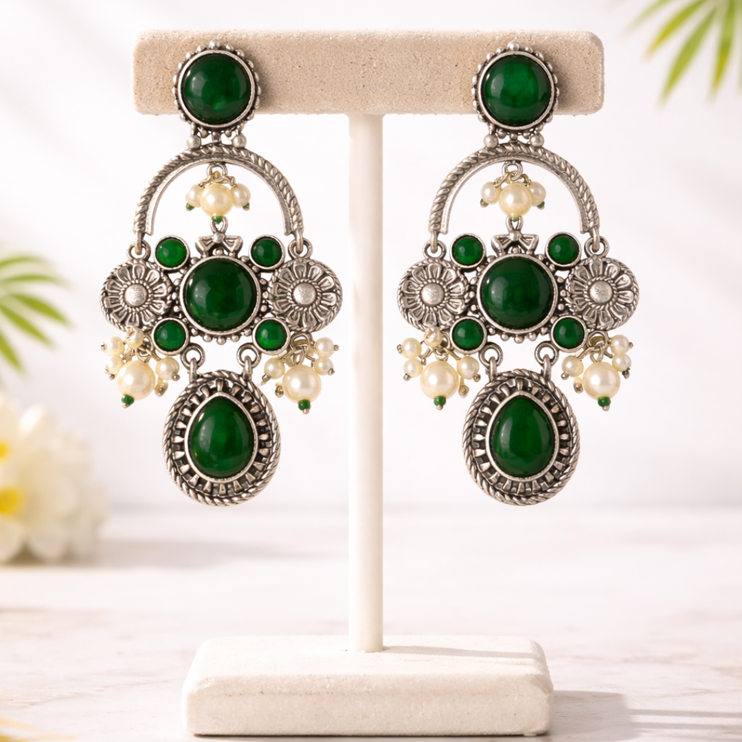 Shubha Chandbali Green Color Earring