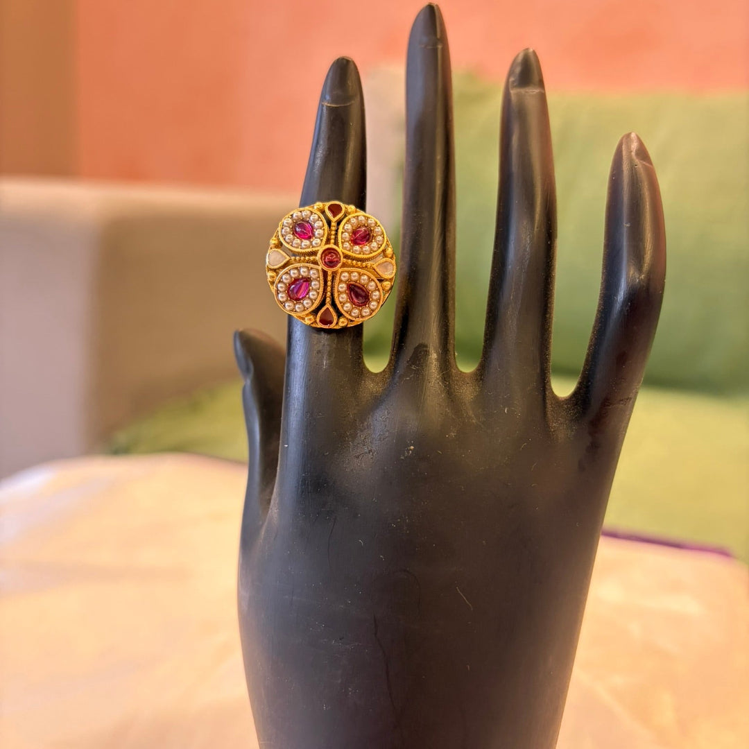 Floral designed Bold Big Size Adjustable Ring