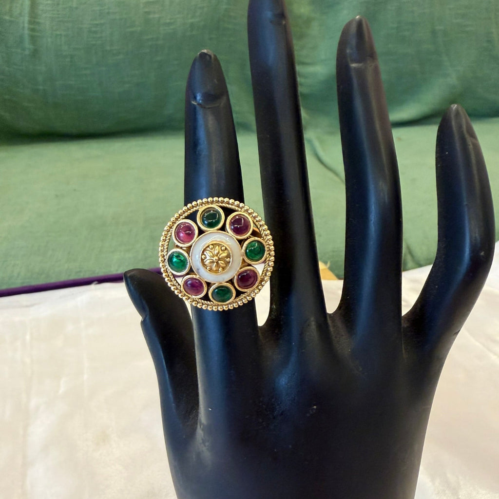 Floral designed Bold Big Size Adjustable Ring