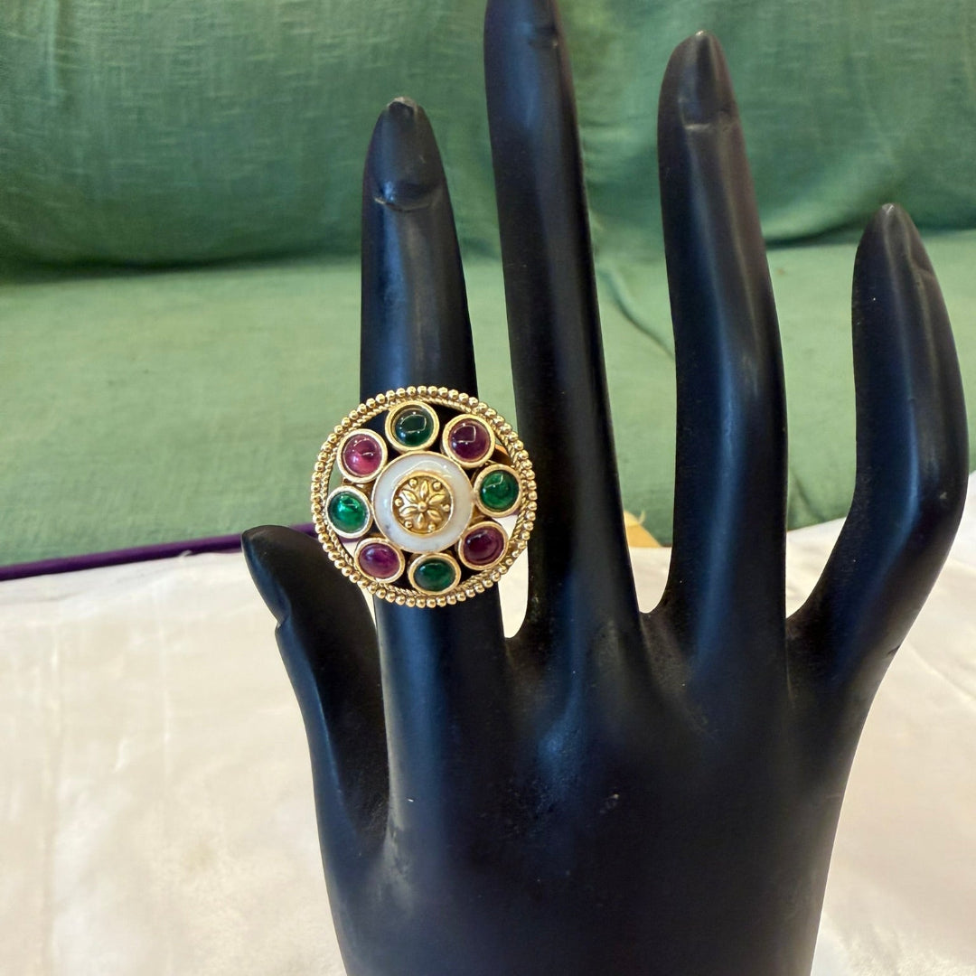Floral designed Bold Big Size Adjustable Ring