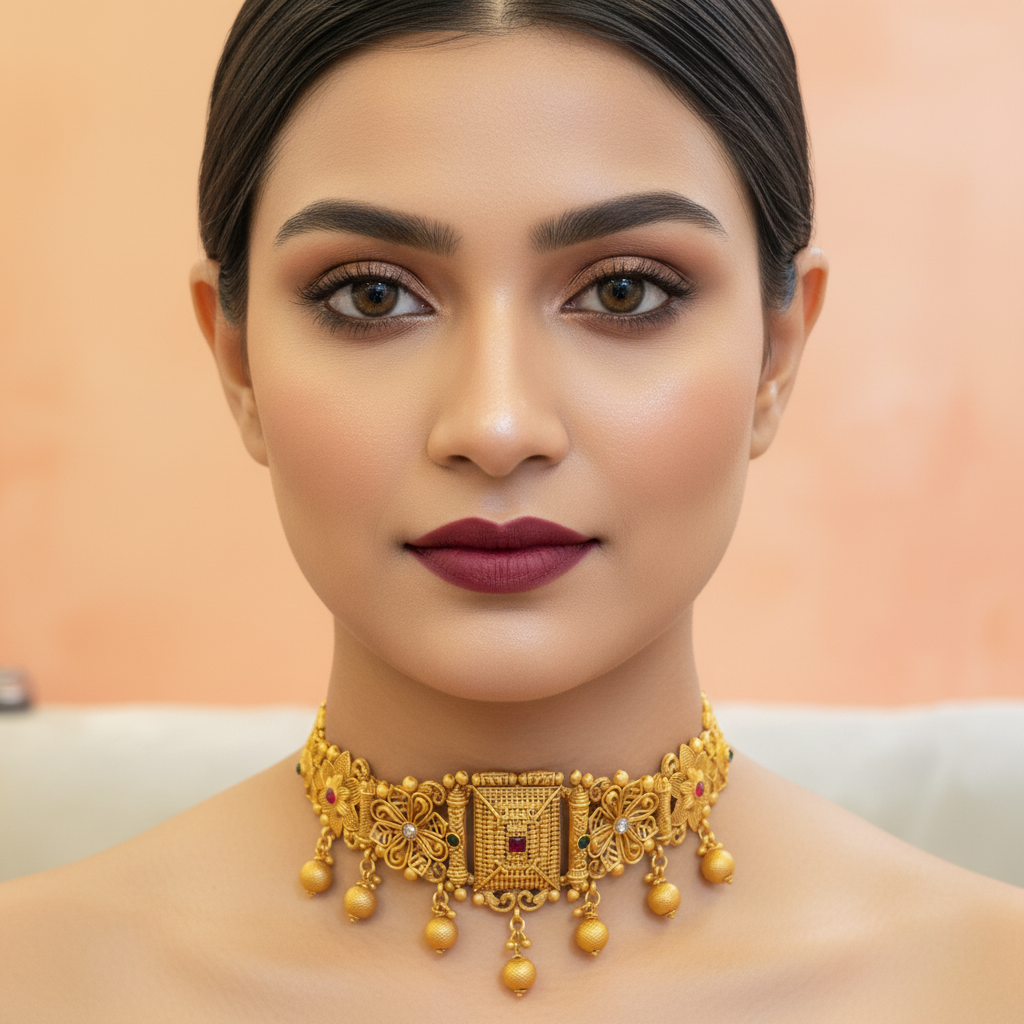 Rajwadi Jewellery Choker Set Ruby Green Multicolor for Women for Wedding function