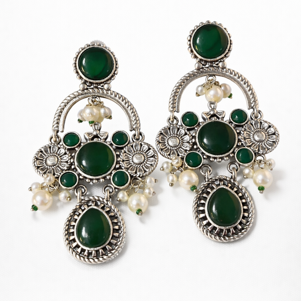Shubha Chandbali Green Color Earring