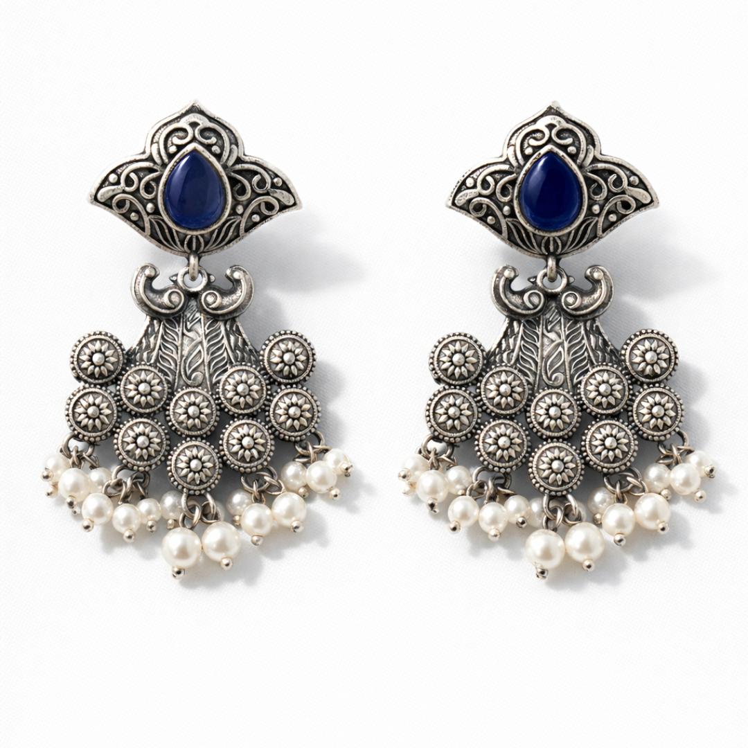 Hasti peacock Long Blue Color Earring