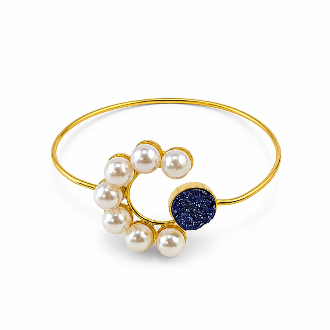 Stylish Blue Gold Bracelet for Women Natural Blue Stone