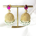 Pink High Gold Jhumkis from Kallos Jewellery